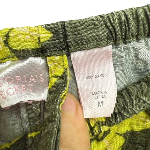 VTG Victoria's Secret Tropical Lounge Pajama Pants Sleepwear Medium Green - Picture 4 of 9